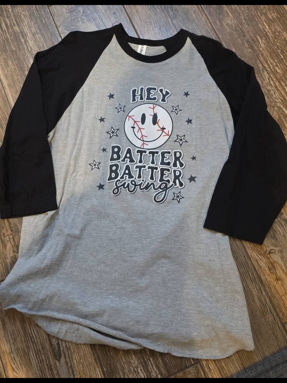 Tultex Black & Gray Baseball Raglan Tee